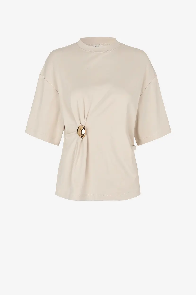 Second Female Topp Enora Brooch Tee - Beige