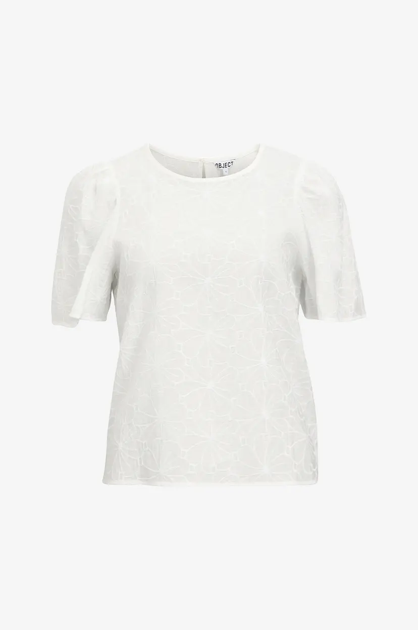 Object Collectors Item Bluse obkIlly S/S RE O-neck Top 138 - Hvit