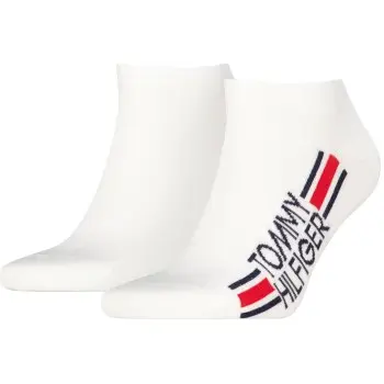 Tommy Hilfiger Tommy Hilfiger Strømper 2P Cotton Logo Stripe Sneaker Socks Hvit Str 39/42 Herre