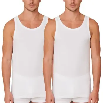 Schiesser Schiesser 2P 95-5 Organic Cotton Athletic Shirt Hvit økologisk bomull Small Herre