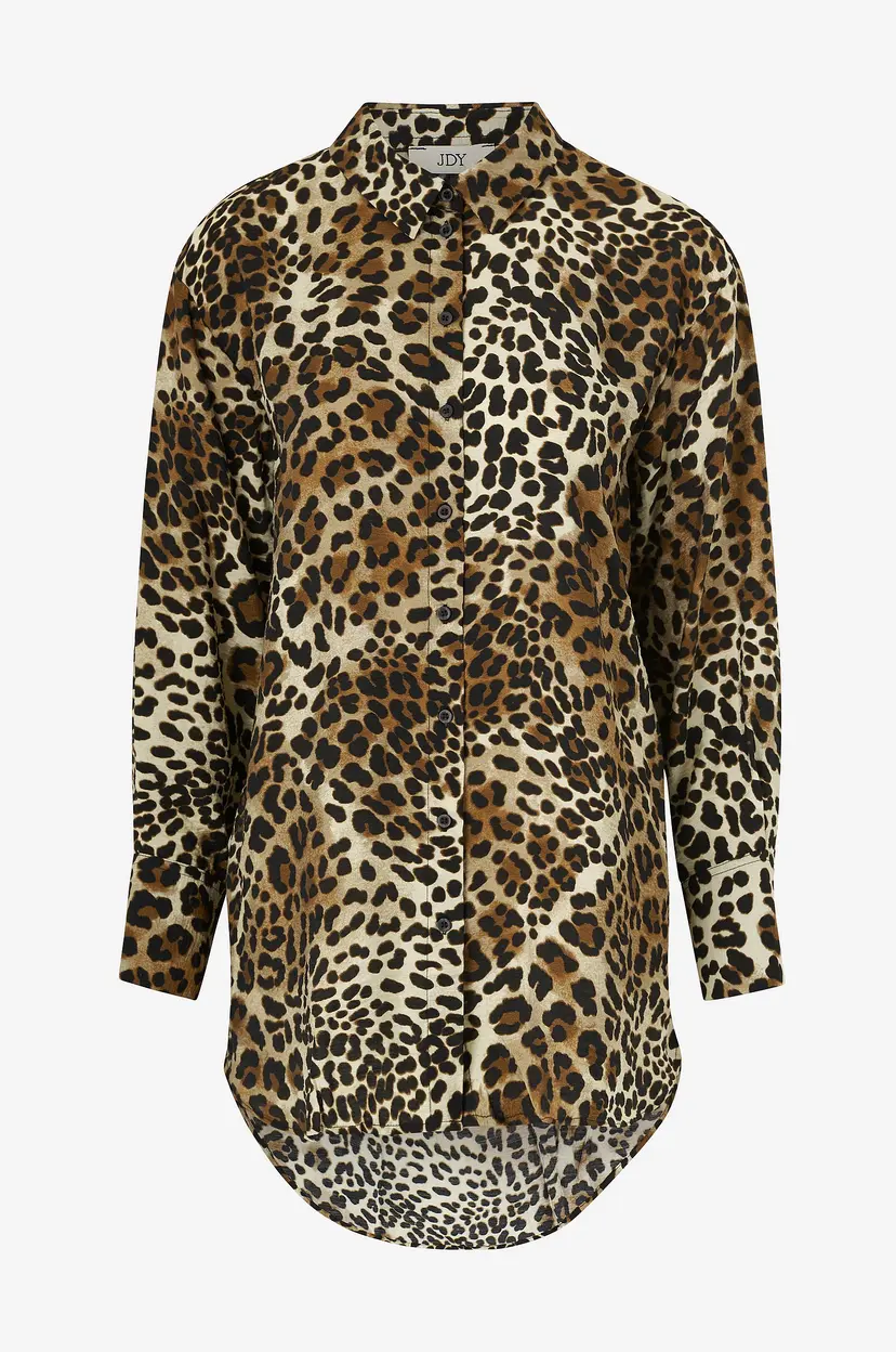 JDY Lang skjorte jdyBarbara L/S Long Shirt Wvn - Brun