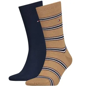 Tommy Hilfiger Tommy Hilfiger Strømper 2P Men Tommy Stripe OC Sock Blå/Brun Str 39/42 Herre