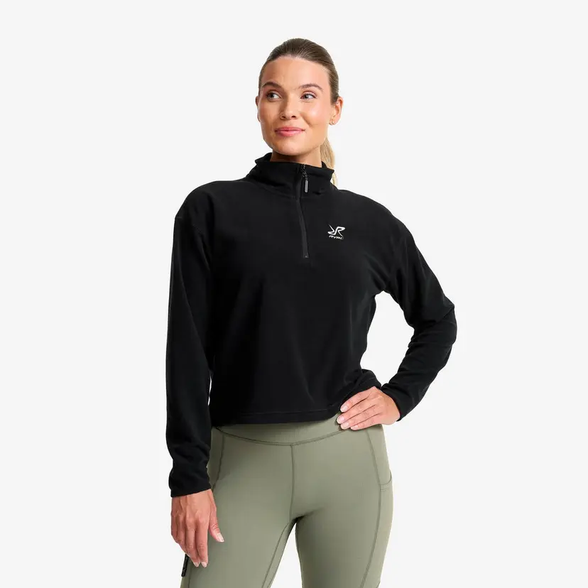 RevolutionRace Hiker Cropped Half-zip Fleece Dame Black