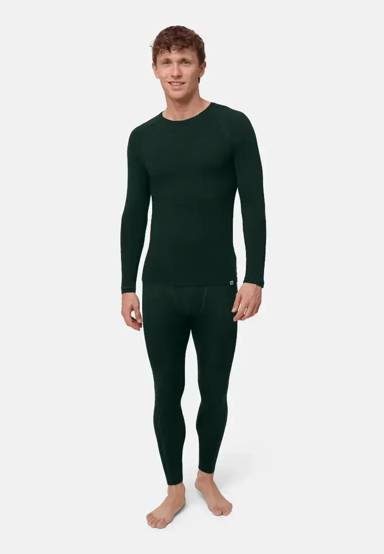 DANISH ENDURANCE MERINO SKIUNDERTØJ til mænd i mørkegrøn merinould, Mørkegrøn, M, DANISH ENDURANCE