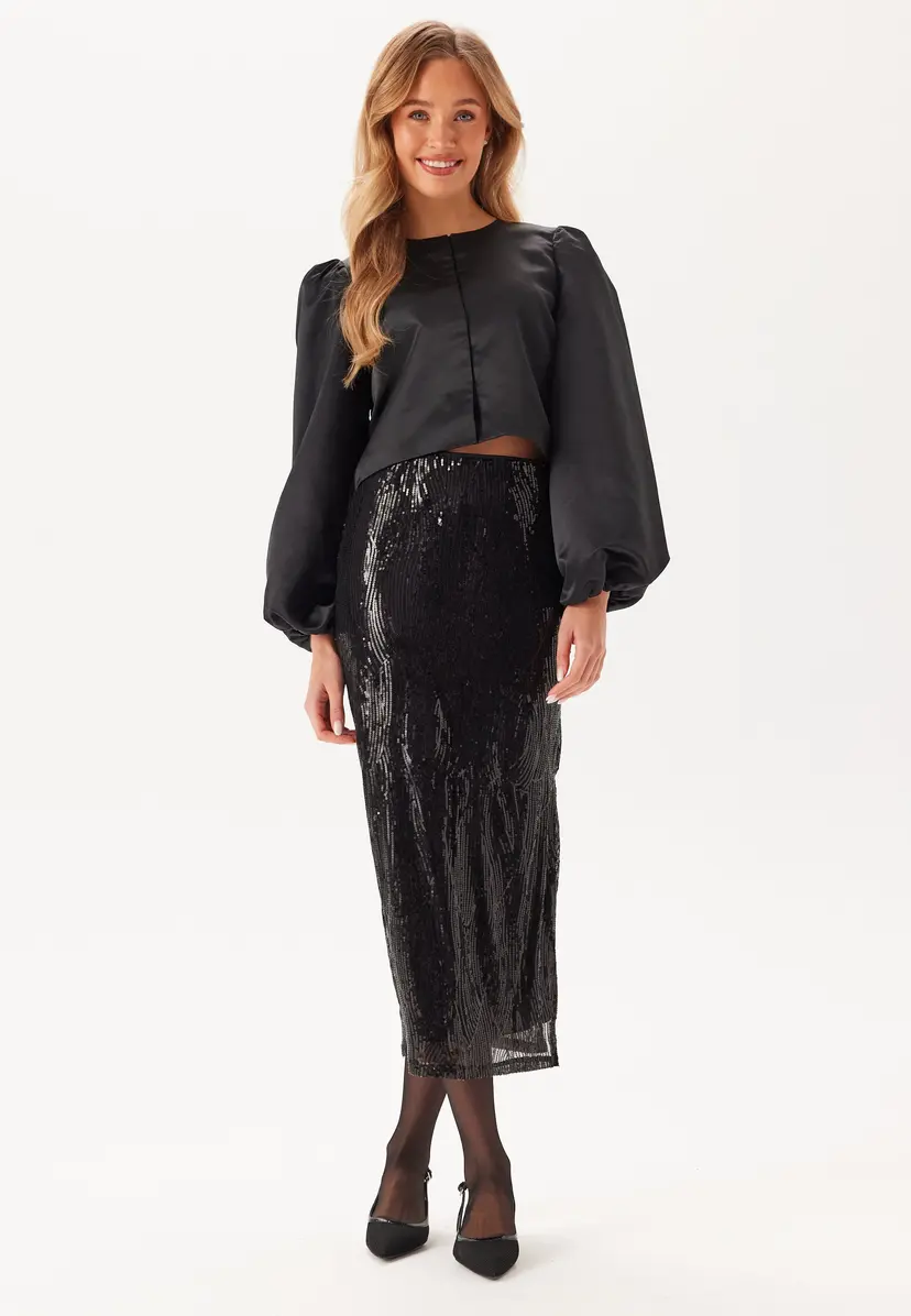 Vila Vizikki Midi Sequin Skirt