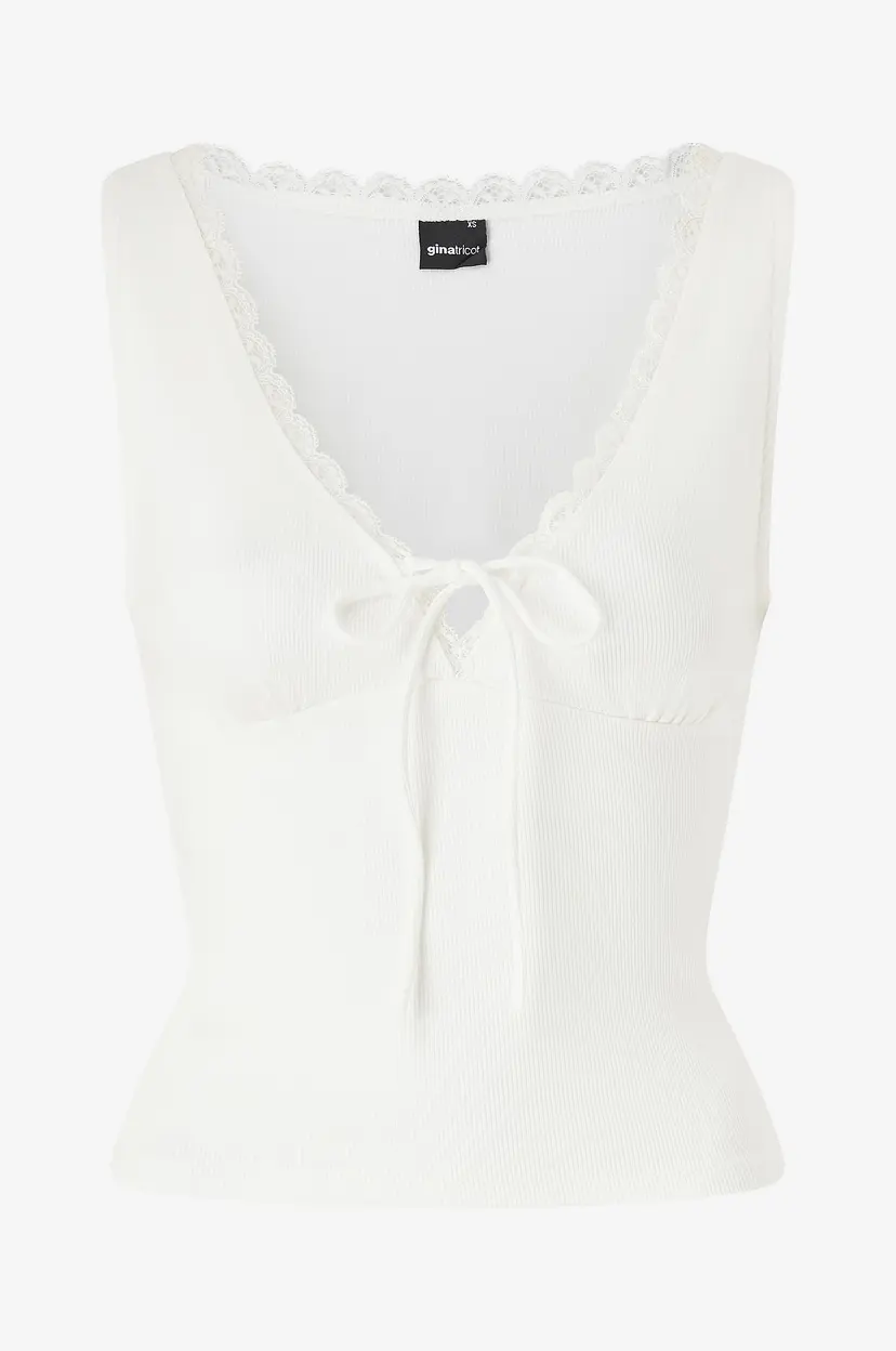 Gina Tricot Topp Rib Tank - Hvit