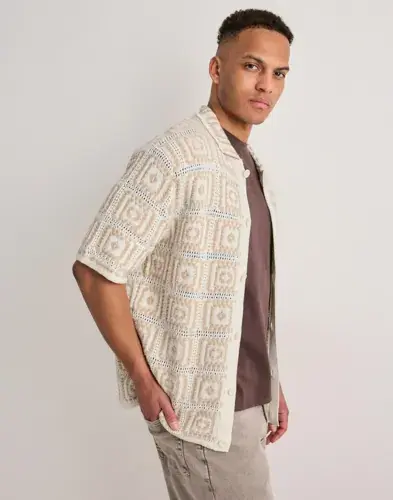 Only & Sons Only & Sons Onsbart Rlx 5 Ss Shirt Knit Kortermede skjorter Beige