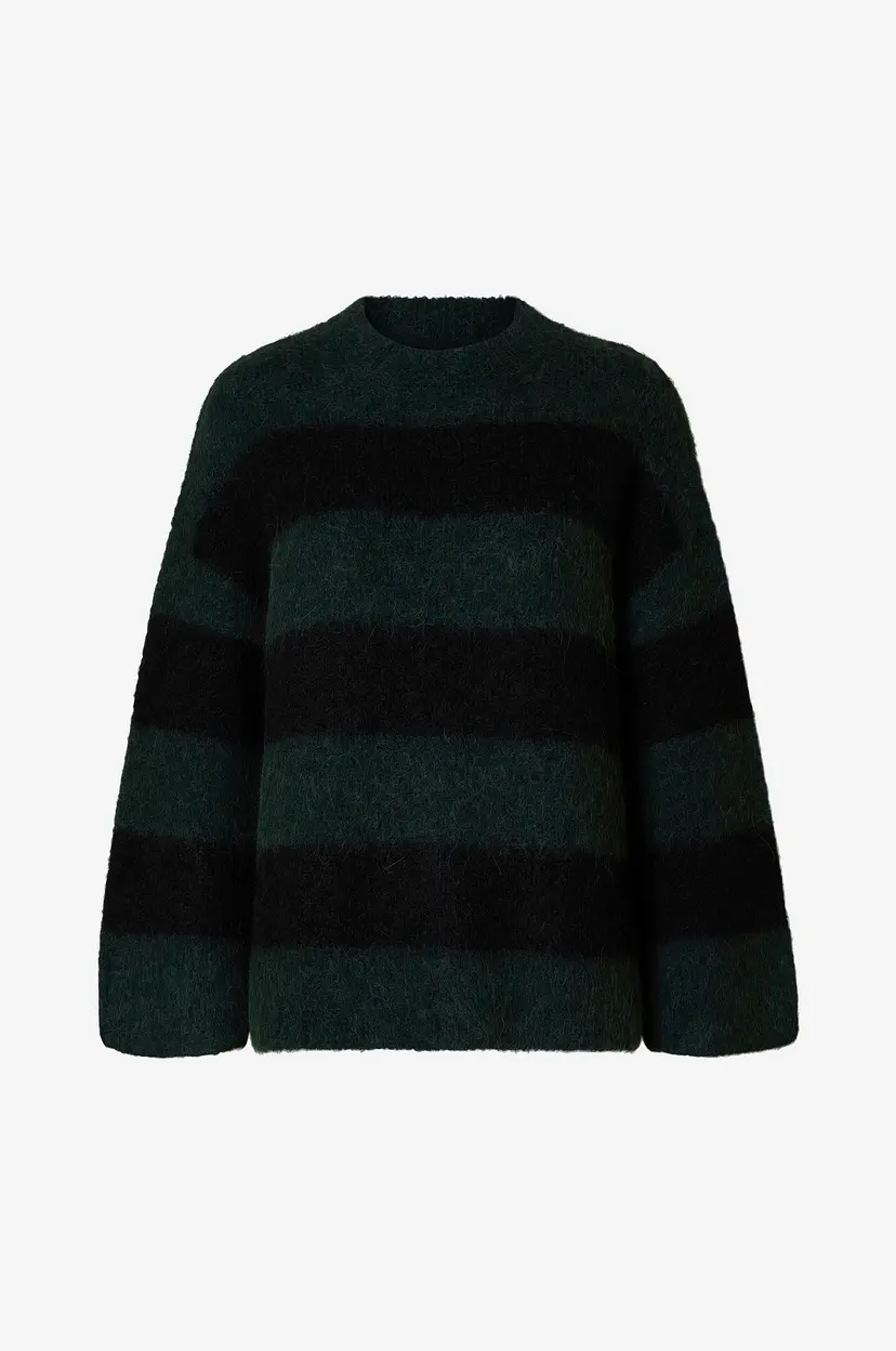 Selected Women Genser slfGabella LS Knit O-neck Camp - Grønn