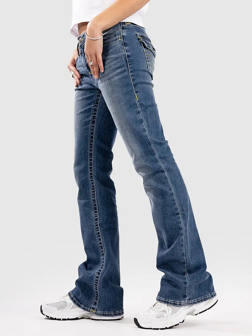 True Religion True Religion Becca Mid Rise Boot Cut Flap Jeans blå