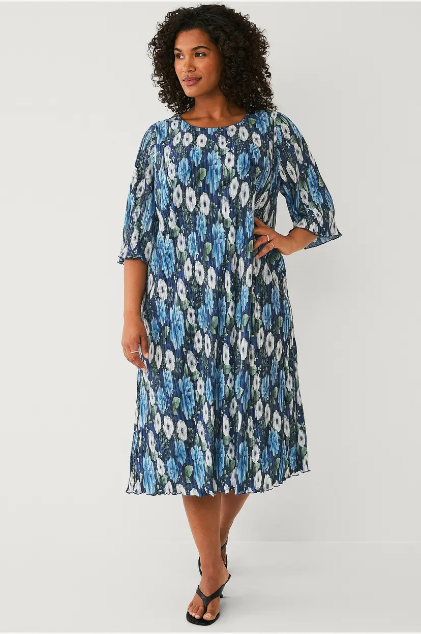 Zizzi Kjole mAlise 3/4 Midi Dress - Blå