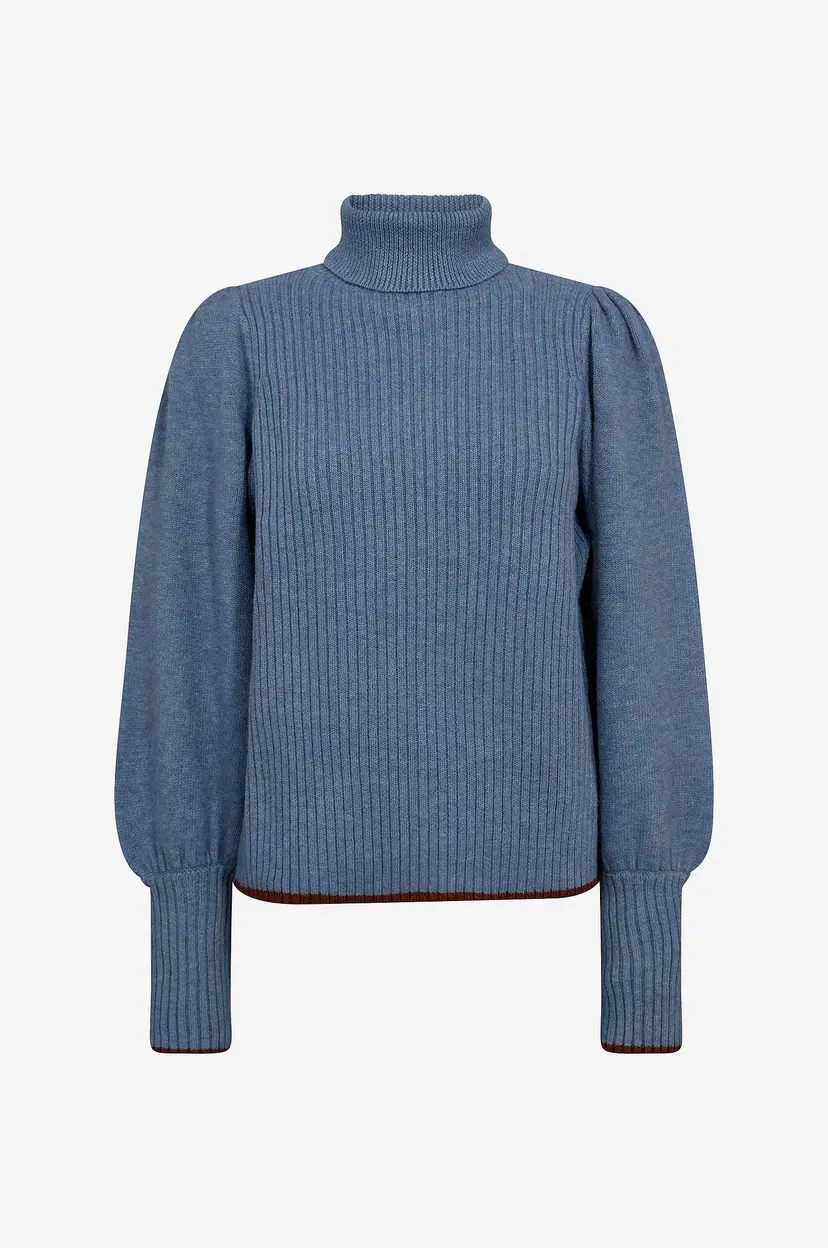 Co'couture Genser ccRow Puff Rib Roll Neck - Blå