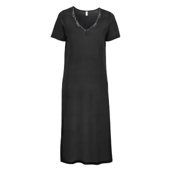 Damella Damella Silk Short Sleeve Nightdress Svart silke XX-Large Dame