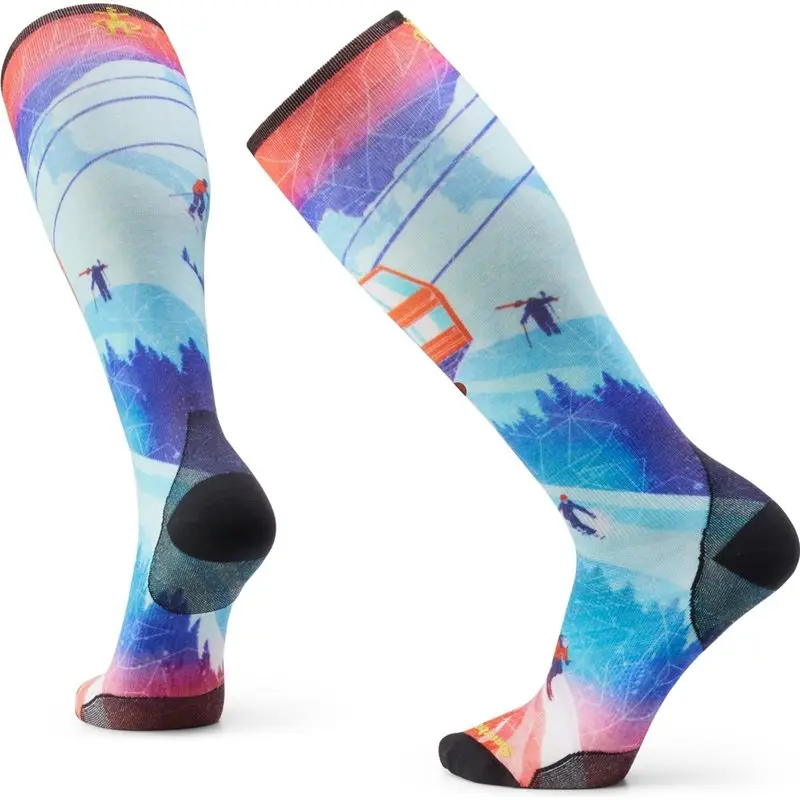 SmartWool Smartwool Ski Zero Cushion Ski Day Print Otc Socks Laguna Blue