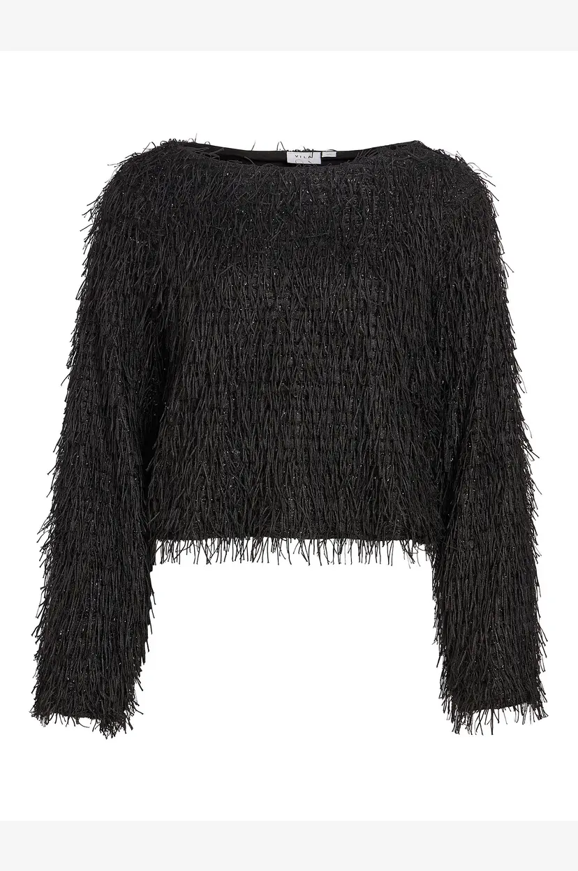 Vila Bluse Vitoi L/S Boatneck Top/Dc - Svart