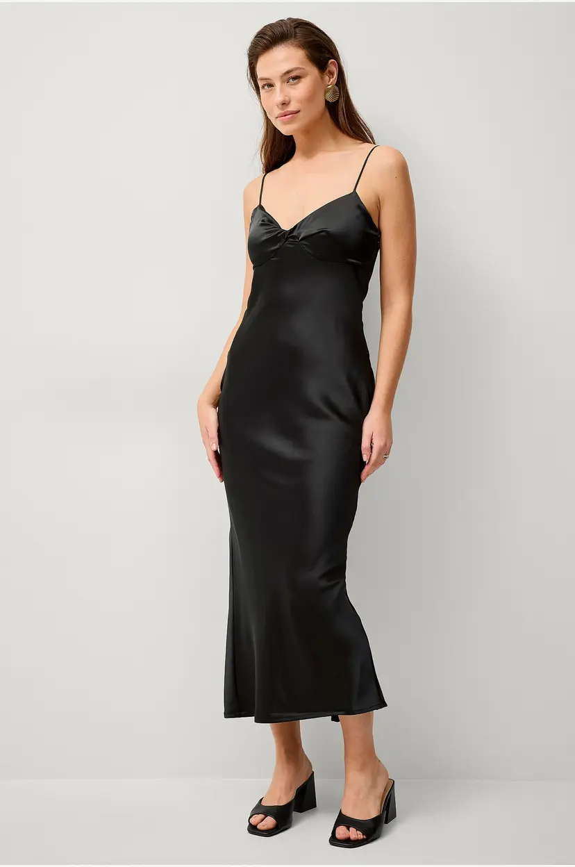 Gina Tricot Maxikjole Twisted Strap Midi Dress - Svart