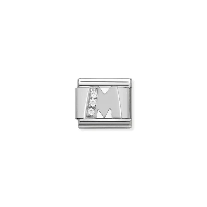 Nomination Letter M Cubic Zirconia Silver