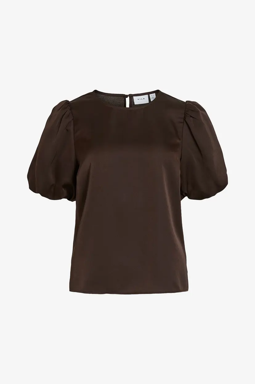Vila Bluse viEllette 2/4 Satin Puff Top - Brun