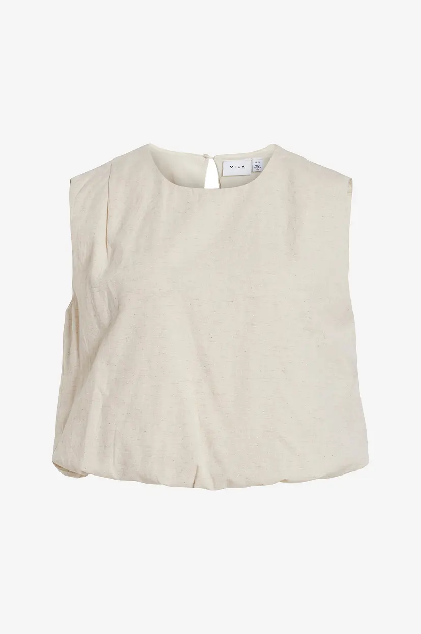 Vila Topp vietni O-neck S/l Short Top - Beige