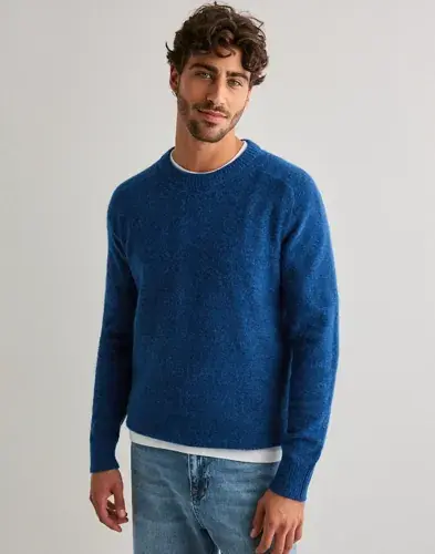 Selected Men Selected Men Slhrai Ls Knit Crew Neck Strikkegensere Blå