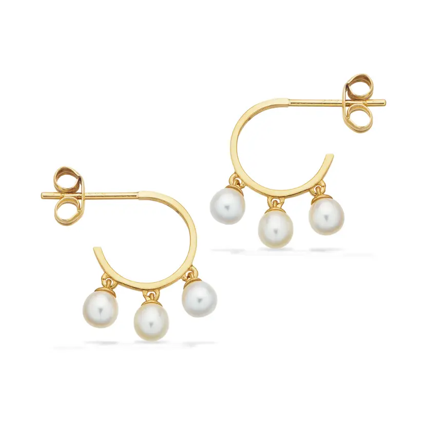 Scrouples Scrouples - Trippel Perle creoler i 8 karat guld - 123013