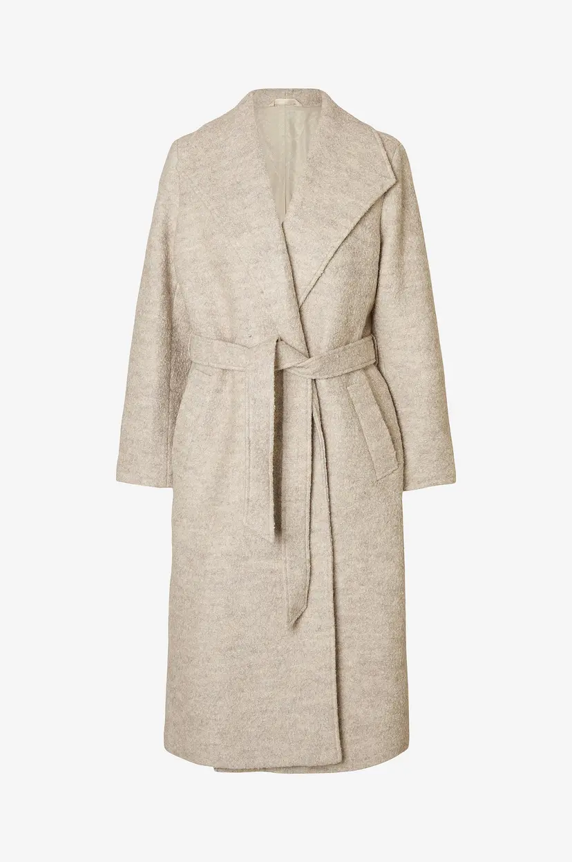 Selected Women Ullkåpe slfRosa Boucle Wool Blend - Beige