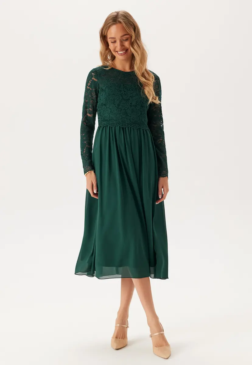 Bubbleroom Occasion Lace Long Sleeve Midi Dress