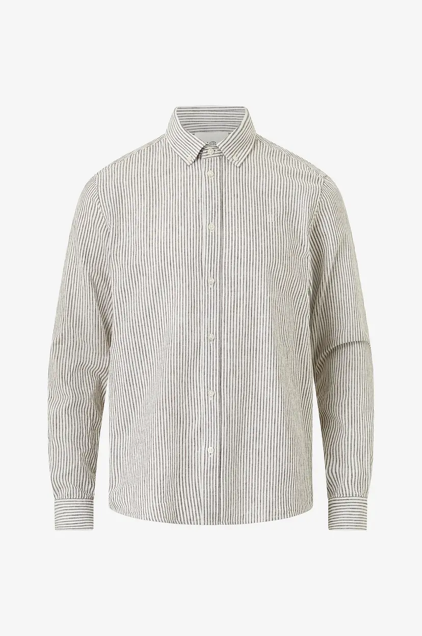 Les Deux Skjorte Konrad Stripe Cotton Linen Shirt - Brun