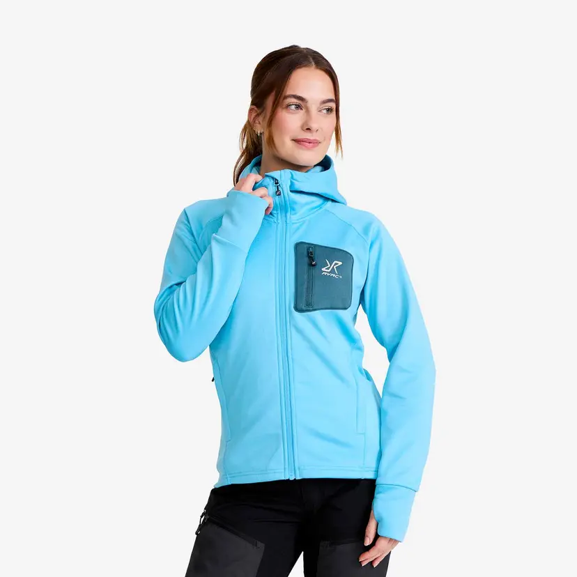 RevolutionRace Evolution Stretch Fleece Hoodie Dame Alaskan Blue
