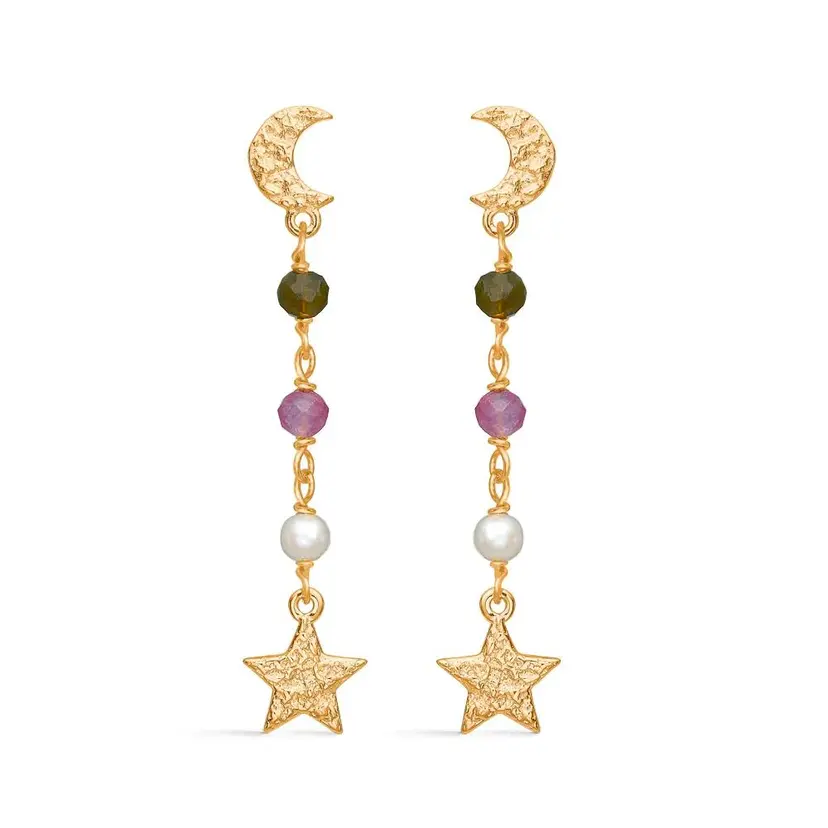 Studio Z Studio Z - Starlight forgyldte øreringe med farvede sten - 7216441