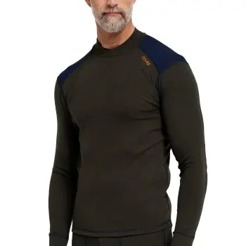 Dovre Dovre Folded Collar Baselayer Militærgrønn ull Small Herre