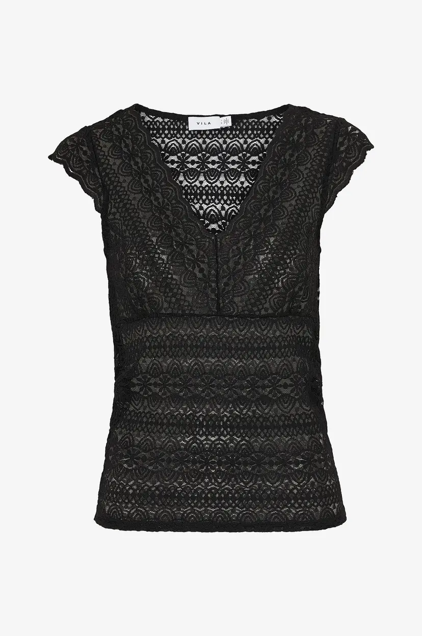 Vila Blondetopp viChikkq V-neck Cap Sleeve Top - Svart