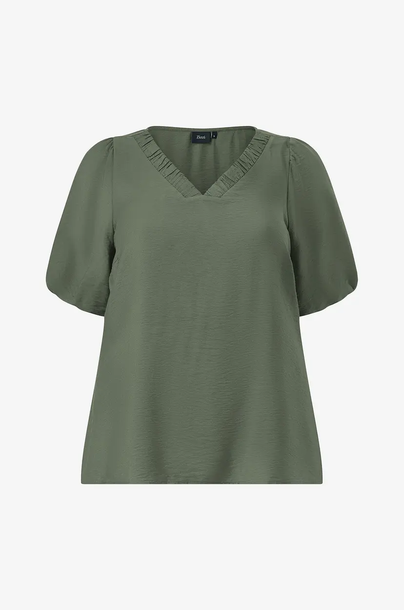 Zizzi Bluse Cameredith, 1/2, Blouse - Grønn