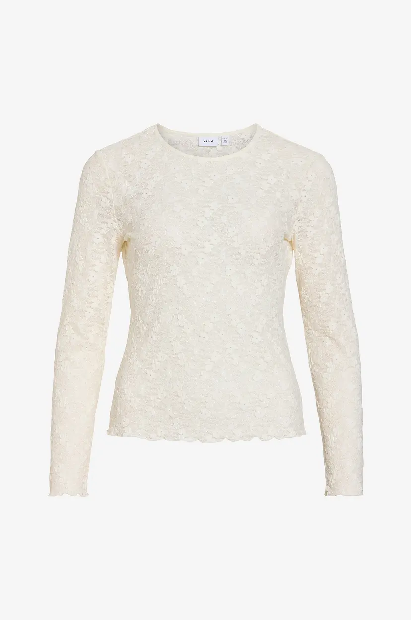 Vila Topp Vifay O-Neck L/S Top - - Hvit