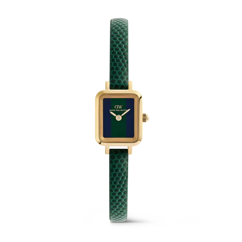 Daniel Wellington Gold 15mm Watch Quadro Mini Green Lizard Warwick | DW