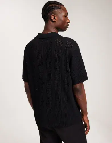 Jack & Jones Jack & Jones Jortaormina Knit Ss Polo Ln Kortermet poloskjorte Svart