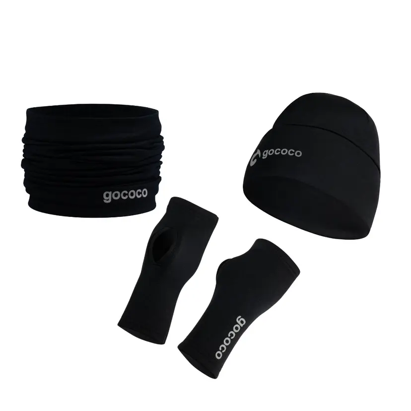 Gococo Mössa, Halsvärmare och Handledsvärmare Powerstretch Fleece Svart - S/M