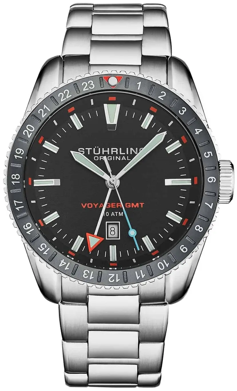 Stührling Original Stührling Original Herreklokke 4017.4 Voyager GMT Sort/Stål Ø42 mm