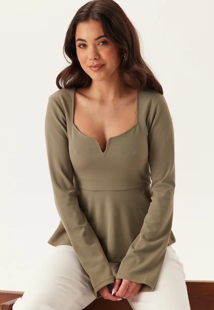 Bubbleroom Long Sleeve Peplum Top