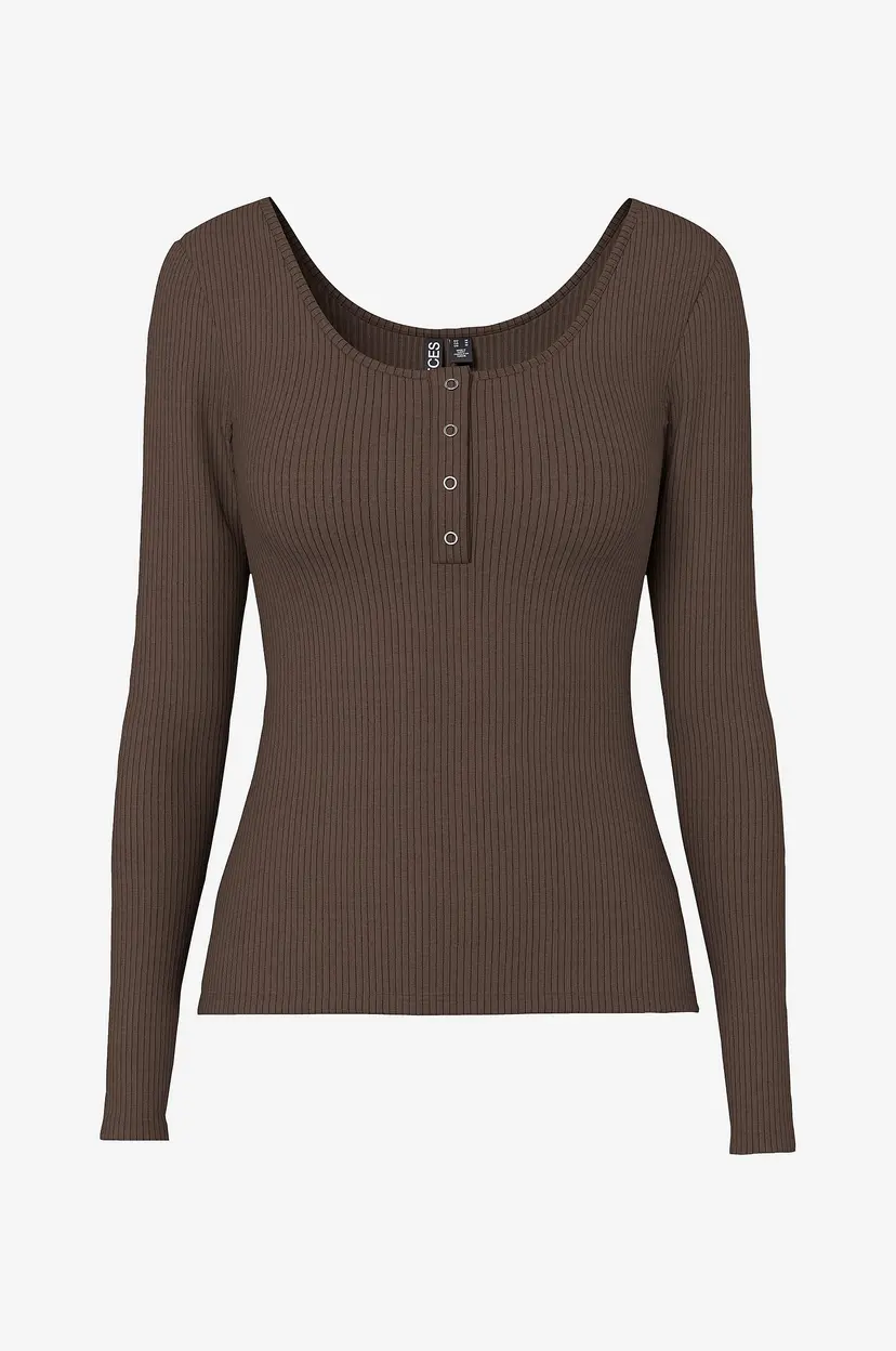 Pieces Topp pcKitte LS Top - Brun
