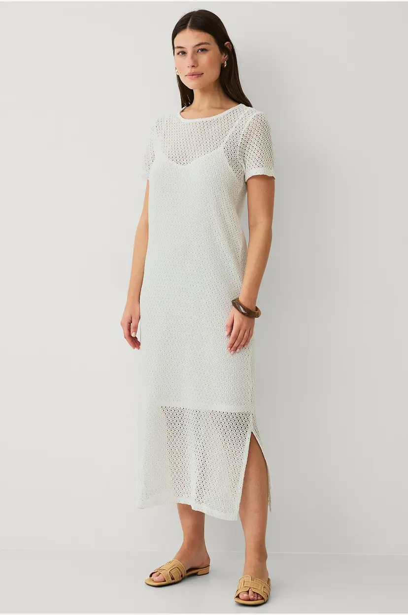 Vila Maxikjole viMine O-neck S/S Midi Dress - Hvit