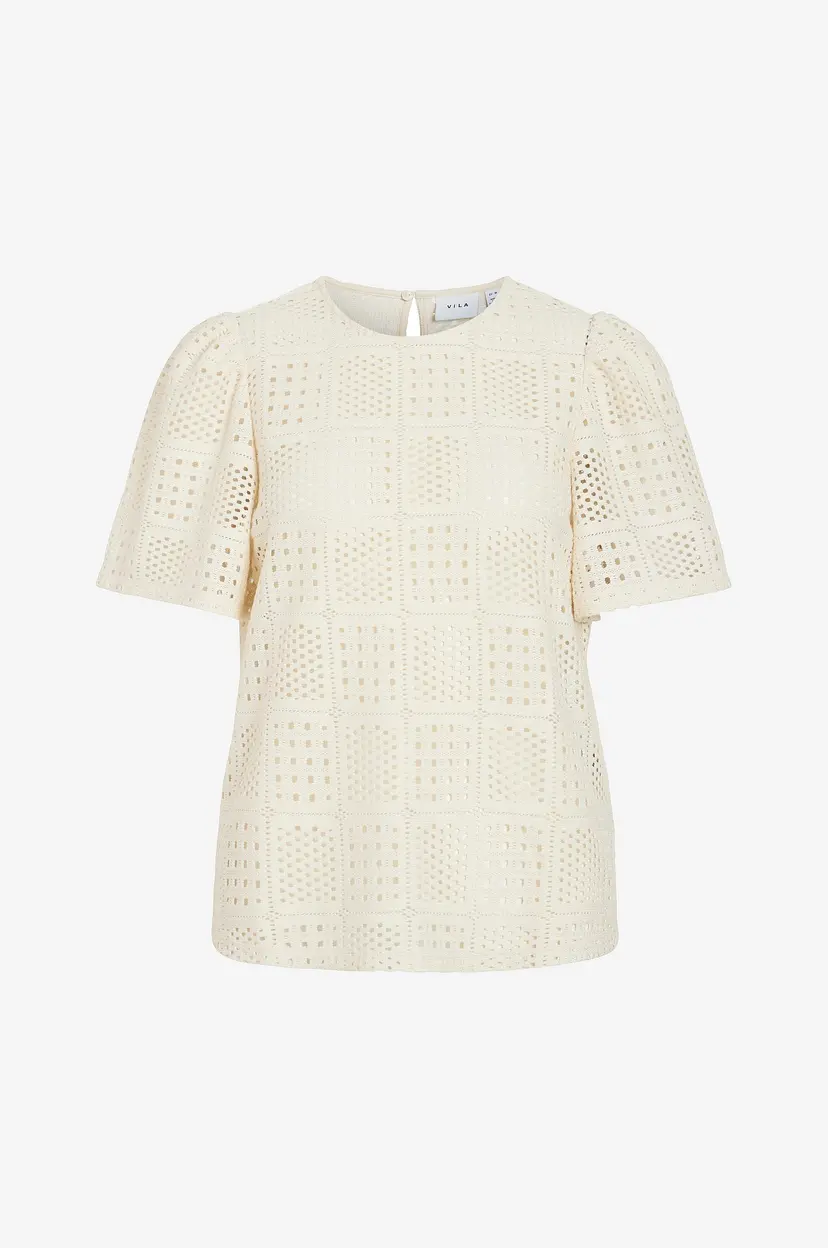 Vila Topp viNovira O-neck S/S Top - Beige