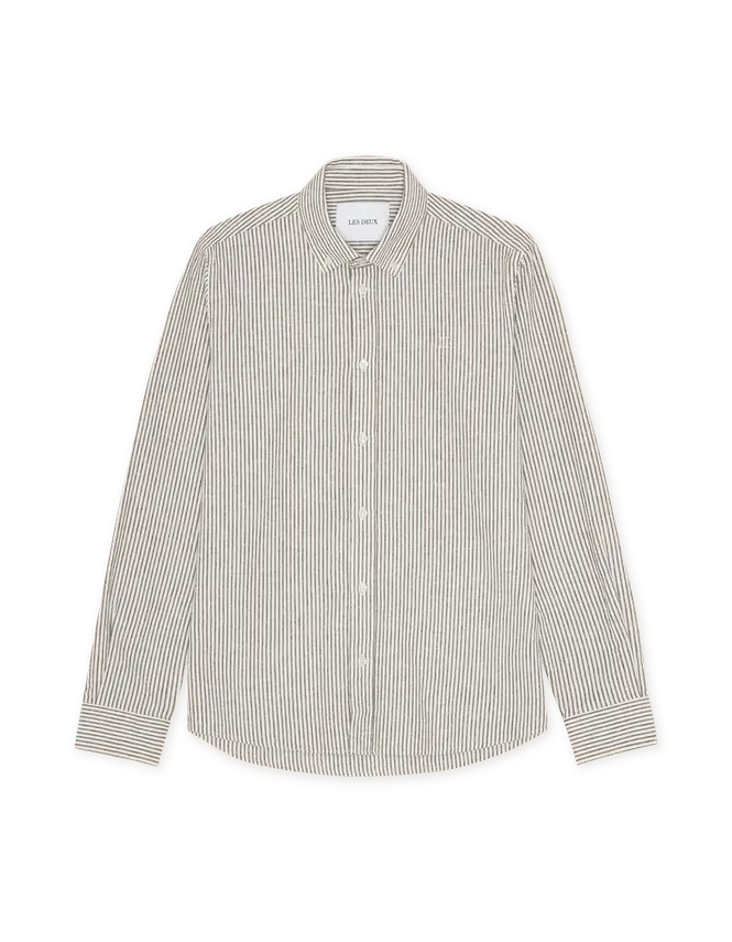 Les Deux Konrad Stripe Cotton Linen Shirt