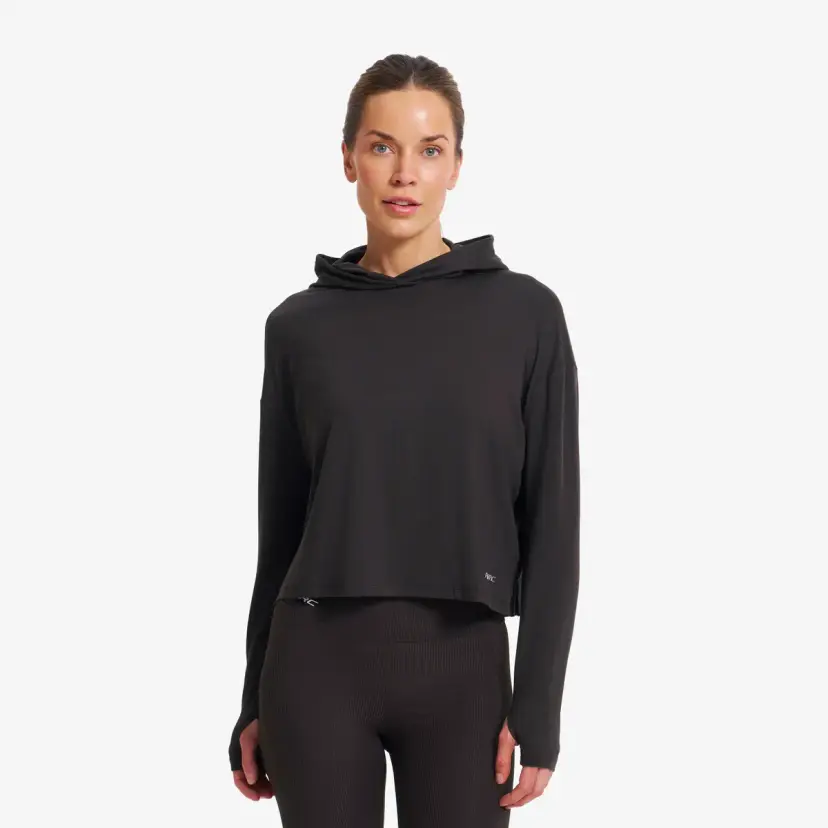 RevolutionRace Impulse Active Cropped Hoodie Dame Espresso