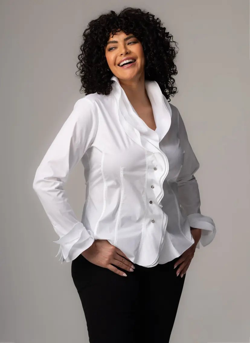 The Shirt Company ISABELLA CURVE SHIRT - White, Cotton Poplin