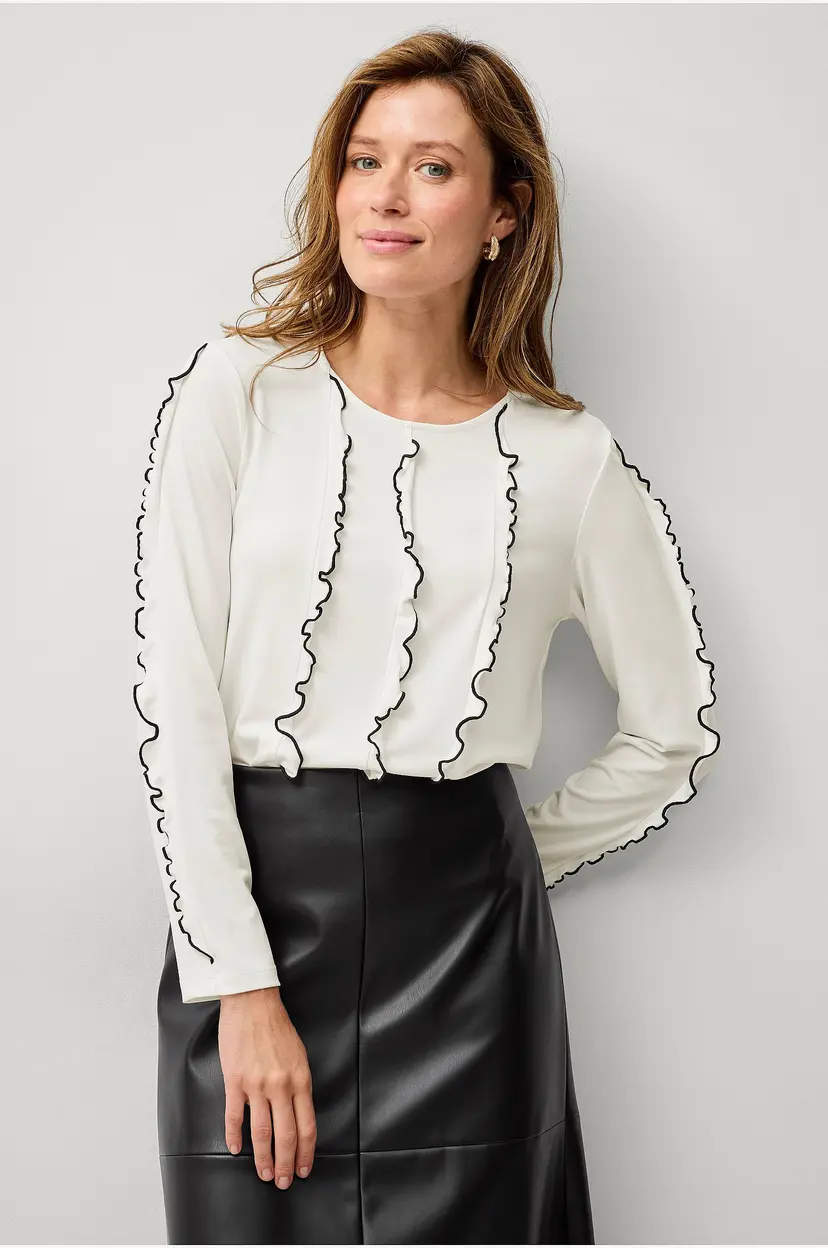 Ellos Collection Topp med volangdetaljer - Hvit