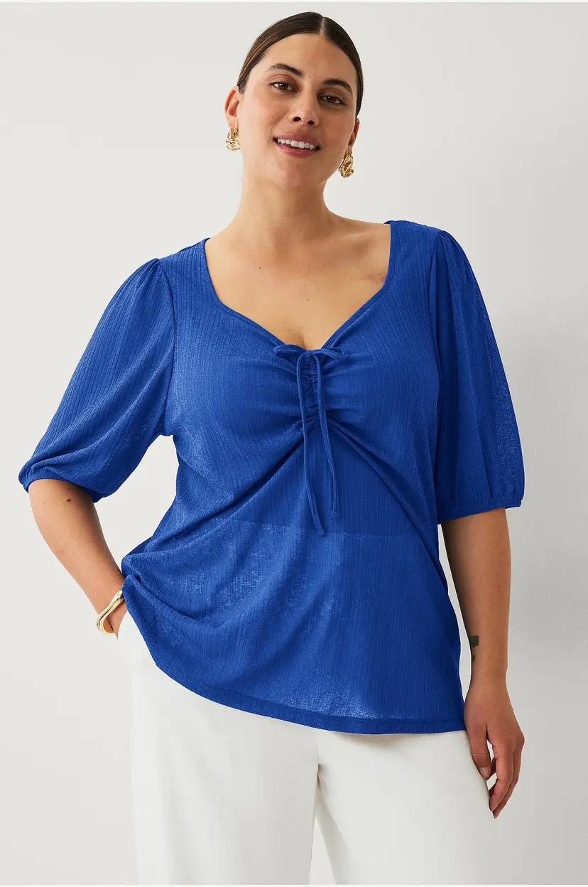 Ellos Plus collection Topp med pufferme - Blå
