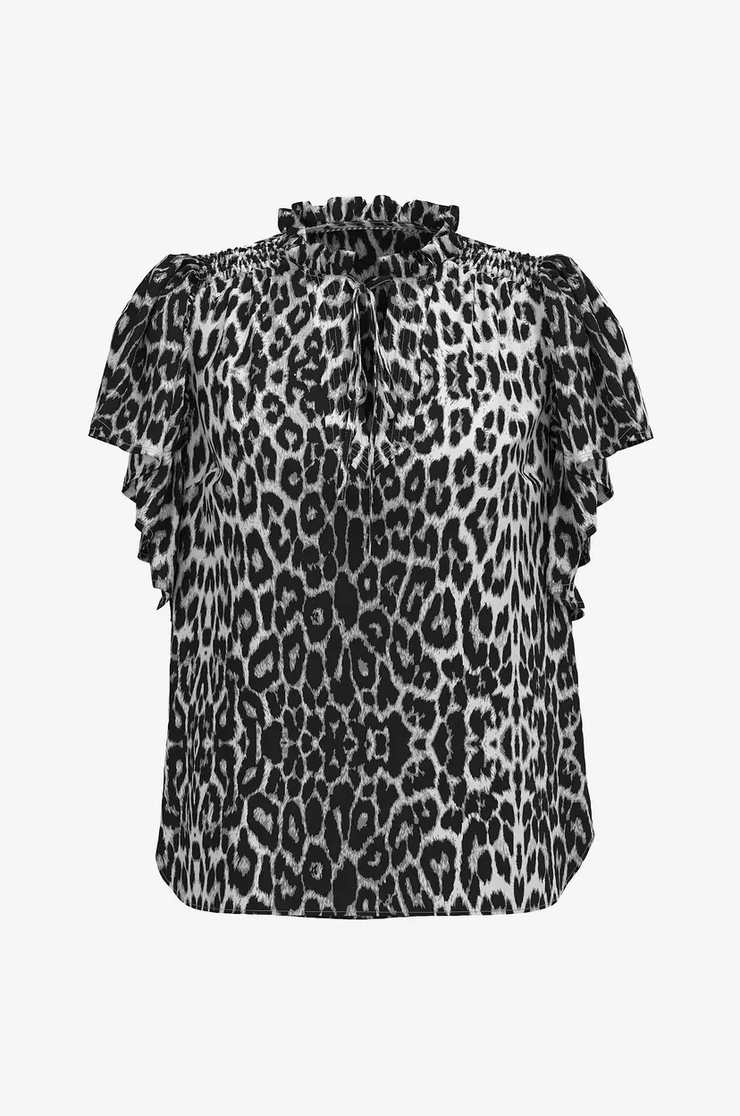 Co'couture Bluse LeoCC SS Frill Top - Grå