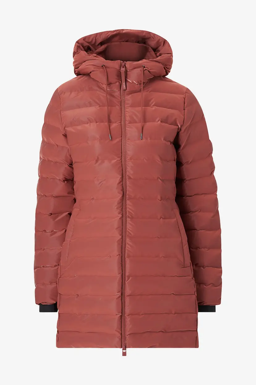Rains Jakke Lohja Long Puffer Curve Jacket W3t3 - Rød