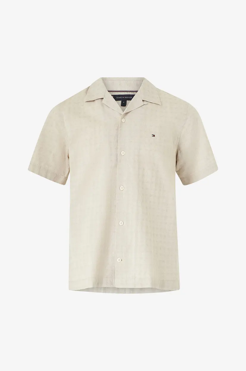 Tommy Hilfiger Skjorte Cotton Linen Dobby SS RF Shirt - Hvit