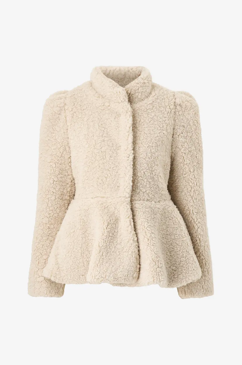 Gina Tricot Pilejakke Peplum Pile Jacket - Natur